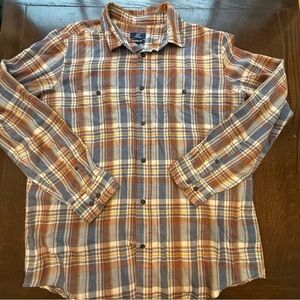 George Men's Casual Plaid Shirt in Blue and Brown size large